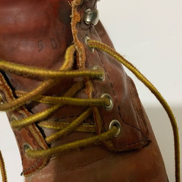 Vintage RED WING Oxblood Leather Work Boots steel toe SIZE 5D main image 11